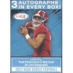 2023 SAGE High Series Football Factory Sealed Blaster Box 3 Auto Per